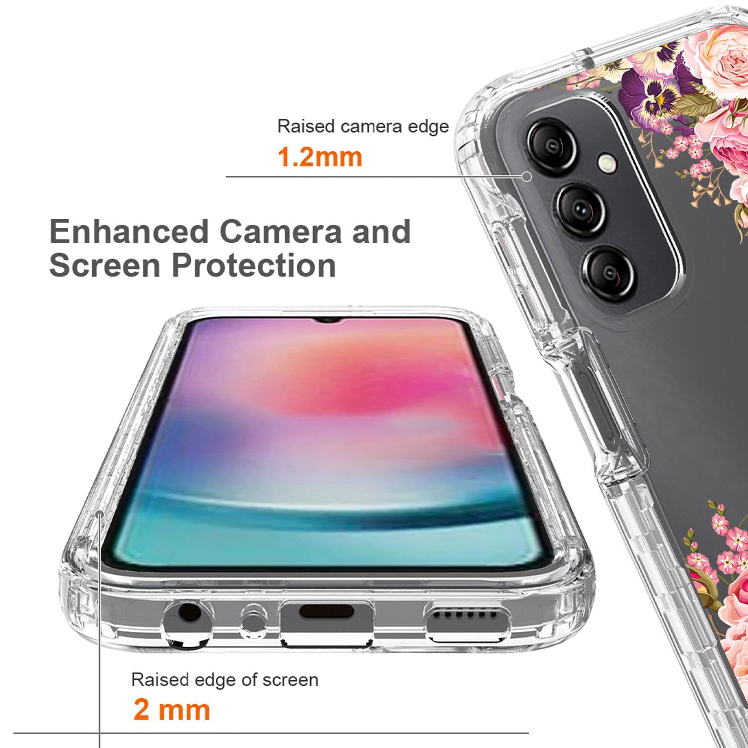 Uniqkart for Samsung Galaxy A24 4G Pattern Printing Phone Case PC Frame + TPU Transparent Phone Cover - Rose Flower Uniqkart for Samsung Galaxy A24 4G Pattern Printing Phone Case PC Frame + TPU Transparent Phone Cover - Rose Flower
